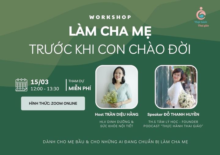 Thông báo workshop miễn phí “Làm cha mẹ trước khi con chào đời”